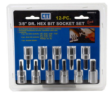 12-pc. 3/8" Drive SAE Hex Bit Socket Set