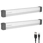 FarPoint 2-pc. 200 Lumens USB Type-C Rechargeable 12" Dimmable LED Accent Light Bar Set