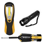 FarPoint 3-pc. Do-It-All Set - Tactical Flashlight | Utility Work Light | 8-in-1 Screwdriver with Flashlight