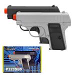 UK Arms Secret Agent Spy Kit Dual Airsoft Spring Powered Pistols - Silver and Black - P328SBX