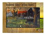 Country Farm House Tempered Glass Cutting Board - Country Side