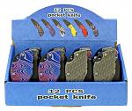 12 - pc. Switchblade Knife Display Set - Assorted Colors