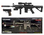 UK Arms P1158D AR15 Style M4 Carbine Sniper Airsoft Rifle with Spring 9mm Pistol