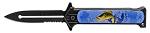 4.5" Spring Assisted Stiletto Style Flip Knife - Blue Fish
