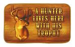 A Hunter Lives Here with His Trophy Deer Welcome Door Mat