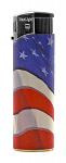 American Flag One Touch Click Style Traditional Flame Lighter - Assorted Colors