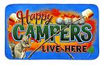 Happy Campers Live Here Squirrel Roasting Campfire Marshmallows RV Motorhome Camping Welcome Door Mat